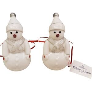 Villeroy & Boch Porcelain Snowman Christmas Ornaments 2 Pack